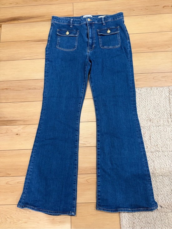Derek Lam Denim - Derek Lam women’s Deep Blue Flare Jeans with Front Patch Pockets